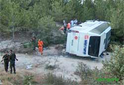 Artvin'de yolcu otobüsü devrildi