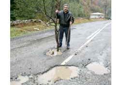 Yola fidan dikerek protesto ettiler