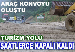 Heyelan Ç.Hemşin'de yol kapattı