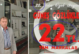 22. yılında gözlükler 22 lira!