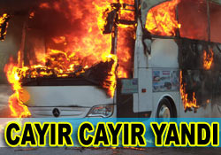 Rize otobüsü Samsun'da yandı