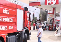 Benzinci önünde yangın paniği