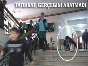 Tatbikatta öğrenciler merdivenden yuvarlandı