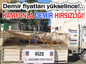 Rize'de kamyonla 1 ton demiri götürmüşler!