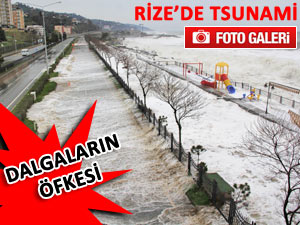 RİZE'DE DEV DALGALAR SAHİLİ YIKTI!