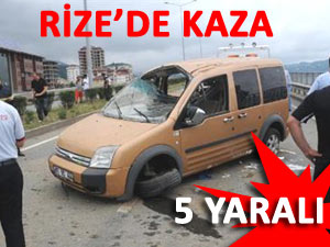 RİZE'DE TİCARİ ARAÇ TAKLA ATTI: 5 YARALI