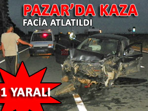 Pazar'da trafik kazası ucuz atlatıldı: 1 yaralı