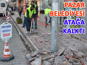 PAZAR'DA KALDIRIMLAR YENİLENİYOR