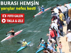 Hemşin'de ödüllü yüzme yarışları nefes kesti