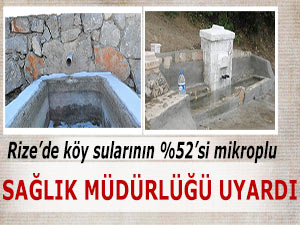 Rize'de köy sularının yüzde 52'si mikroplu