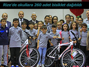 Rize'de okullara 260 adet bisiklet dağıtıldı