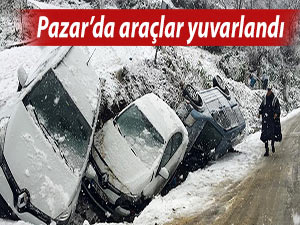 Pazar'da kar yağışı trafik kazalarını tetikledi