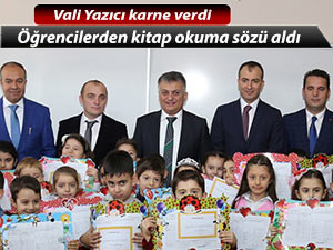 VALİ YAZICI KARNE VERDİ KİTAP OKUMA SÖZÜ ALDI