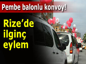 Pembe balonlarla konvoy yapıp farkındalık oluşturdular