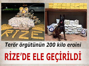 Terör örgütünün 200 kilo eroini Rize'de ele geçirildi!