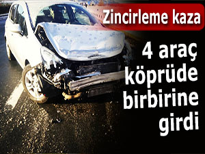 Buzlanma sonucu 4 araç birbirine girdi