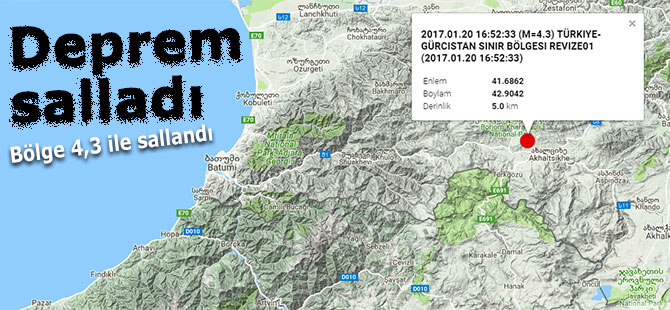 Türkiye-Gürcistan sınırında 4.3 şiddetinde deprem
