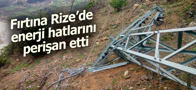 Fırtına, Rize'de enerji hatlarını vurdu