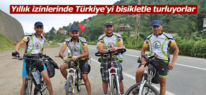 Yıllık izinlerinde Türkiye'yi bisikletle turluyorlar