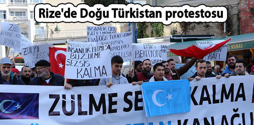 Rize'de Doğu Türkistan protestosu