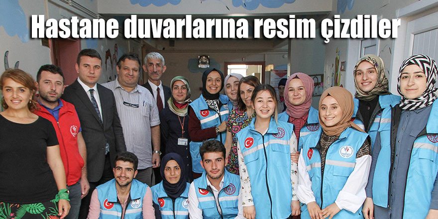 Hastane duvarlarına resim çizdiler