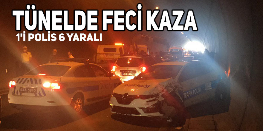 Rize'de zincirleme trafik kazası: 1'i polis 6 yaralı