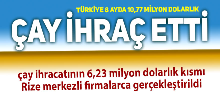 Türkiye 8 ayda 10,77 milyon dolarlık çay ihraç etti