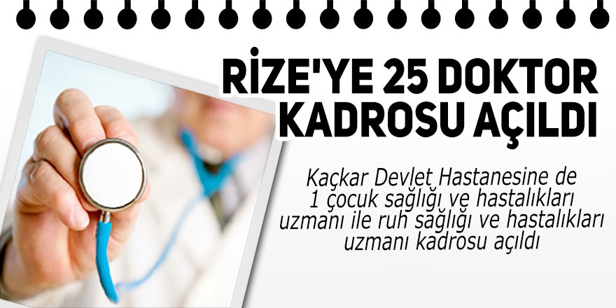 Rize'ye 25 doktor kadrosu açıldı