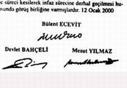 İşte Apo'yu kurtaran imzalar
