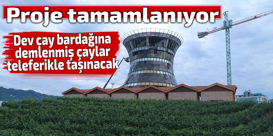 Demlenmiş çaylar, dev çay bardağına teleferik ile taşınacak