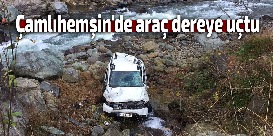 Çamlıhemşin'de araç dereye uçtu