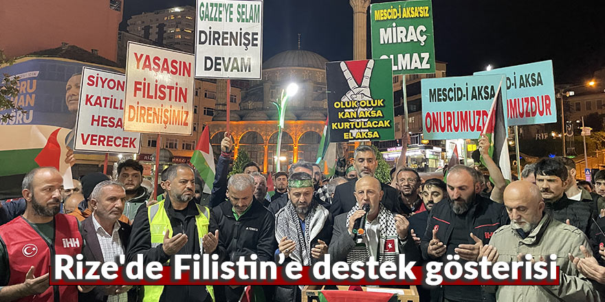 Rize'de Filistinlilere destek gösterisi yapıldı