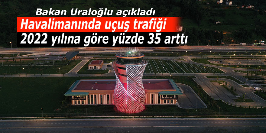 Rize Artvin'de uçuş trafiği 2022 yılına göre yüzde 35 arttı