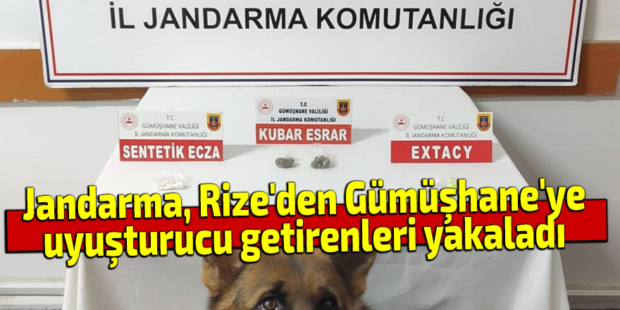 Jandarma, Rize'den Gümüşhane'ye uyuşturucu getirenleri yakaladı