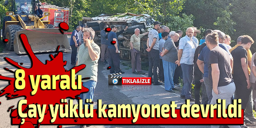 Çay yüklü kamyonet devrildi: 8 yaralı
