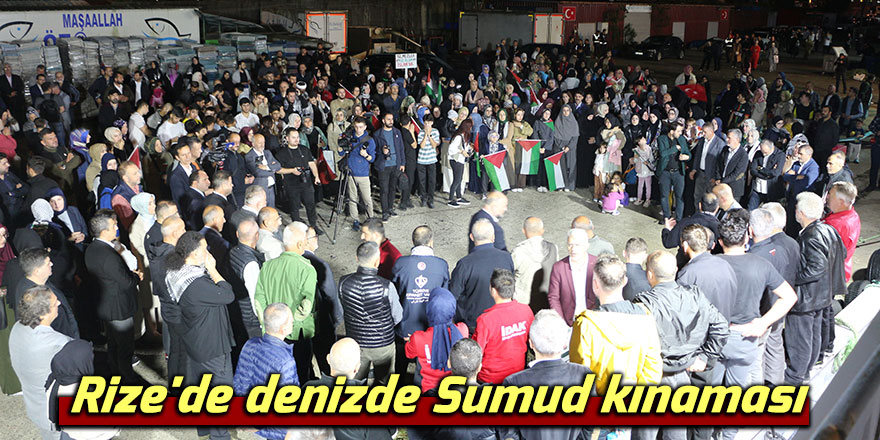 Rize'de denizde Sumud kınaması