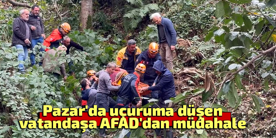 Pazar'da uçuruma düşen vatandaşa AFAD'dan müdahale