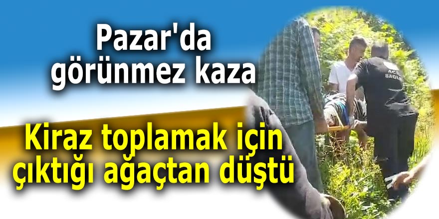 Pazar'da görünmez kaza: Kiraz toplamak için çıktığı ağaçtan düştü