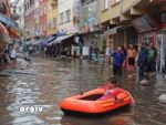 Rize'de binaları su bastı!