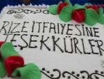 İtfaiyeye teşekkür pastası kesti