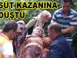 Oda çöktü, süt kazanına düştü