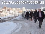 Rize Belediyesi karlı yollara 100 ton tuz serdi