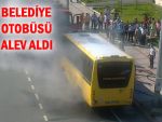 Rize'de hareket halindeki otobüs alev aldı