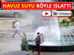 Pazar'da fırtına, havuz suyunu böyle fırlattı!