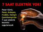 PAZAR GÜNÜ KOMPLE ELEKTRİK KESİNTİSİ