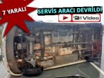 Spor okulunun servis aracı devrildi: 7 yaralı