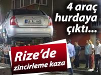 RİZE'DE ZİNCİRLEME KAZA: 4 ARAÇ HURDAYA ÇIKTI