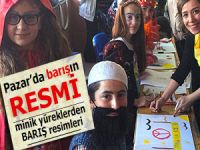 Pazar'da minik yürekler BARIŞ'ı resmetti