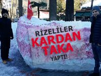 Rizeliler karın tadını kardan adam motifleriyle çıkarıyor