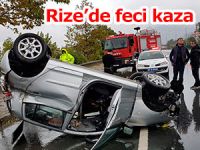 Rize'de araç takla attı: 1 yaralı